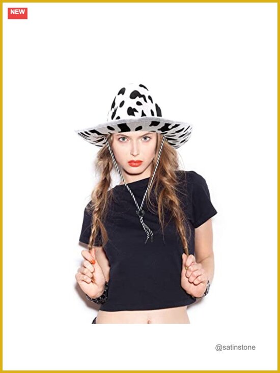 4 Pack Cow Print Cowboy Hat Non-Woven Fabric for Halloween Cosplay